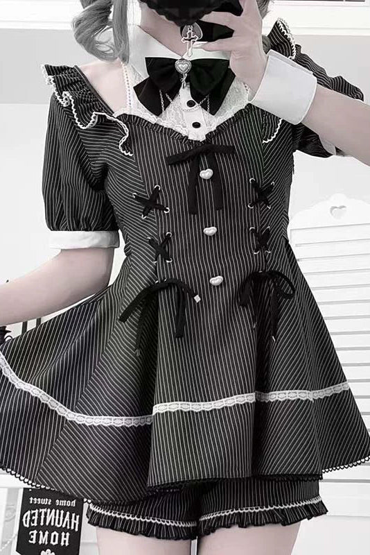 Striped ribbon mine top + ruffle pants