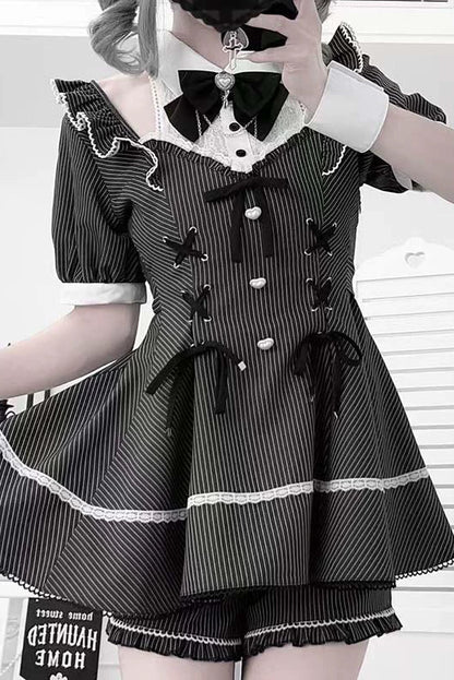 Striped ribbon mine top + ruffle pants