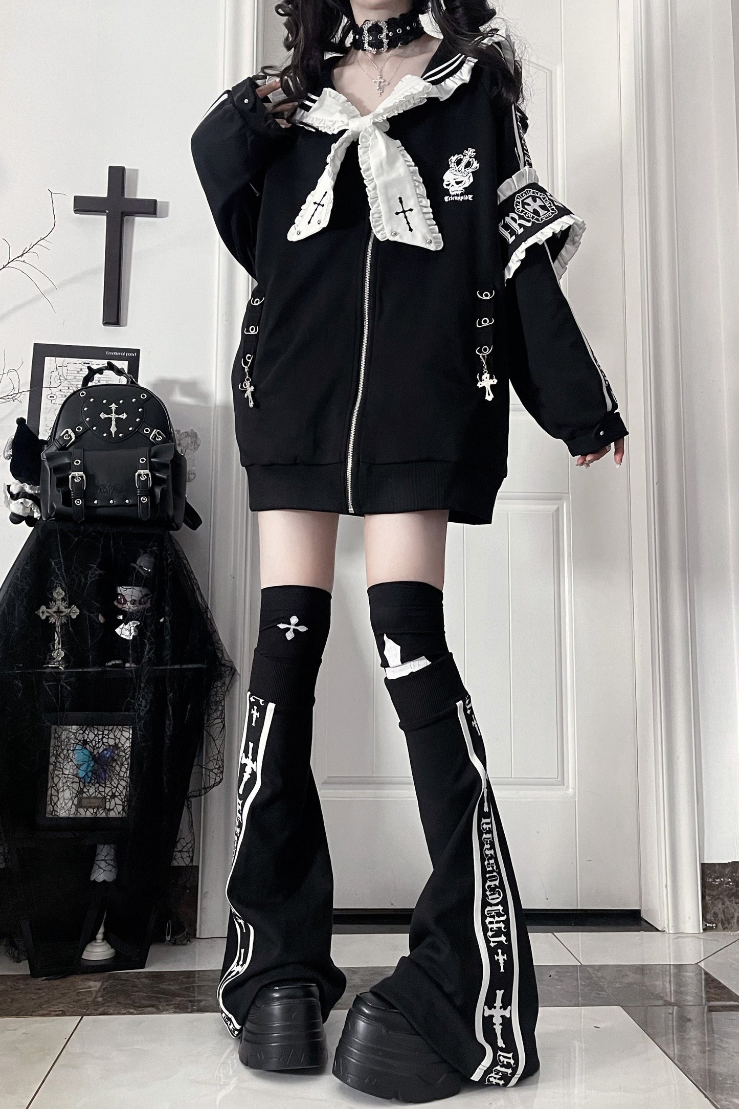 veste ample à col marin avec ruban style subculture