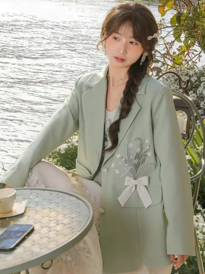 Mint Green Flower Ribbon Suit Jacket Ruffle Suspender Dress Reserve mint-green-flower-ribbon-suit-jacket-ruffle-suspender-dress-reserve