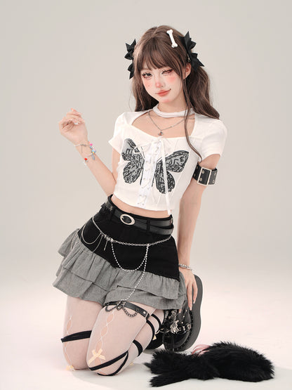 Square Cut Butterfly Strap Slim Short Top