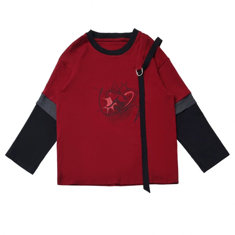 Splice mode red top + mode pants + rose belt