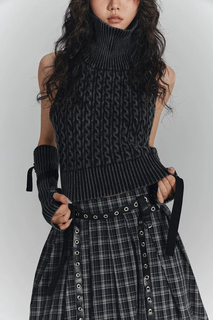 ダークパンクスリムニットベスト