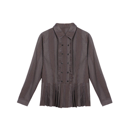 ラッフルダブルブレスタフリルトップス