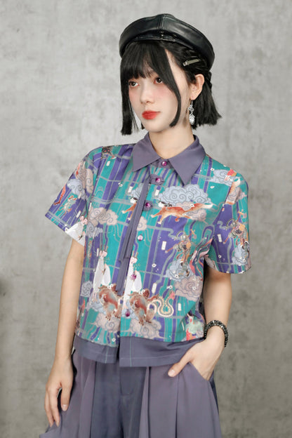 タッセルシャツ+キュロット