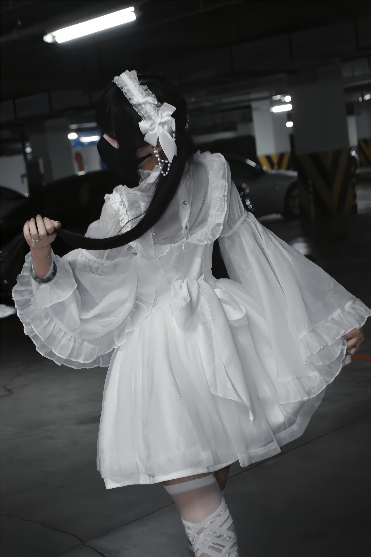 地雷バードサスペンダードレス＋シアースリーブトップス