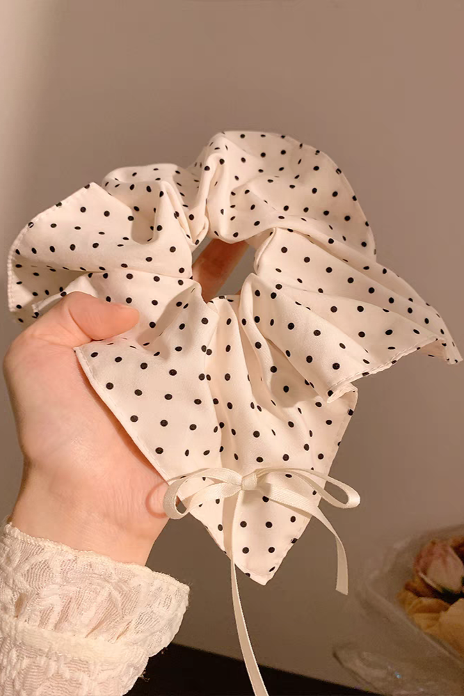 ドットレースフレンチロングキャミソールドレス+ドットシュシュ