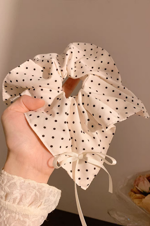 ドットレースフレンチロングキャミソールドレス+ドットシュシュ