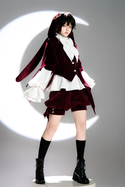 [May 27 reservation deadline] Hunting Rabbit Retro Red Bunny Ear Jacket + Vest + Shorts