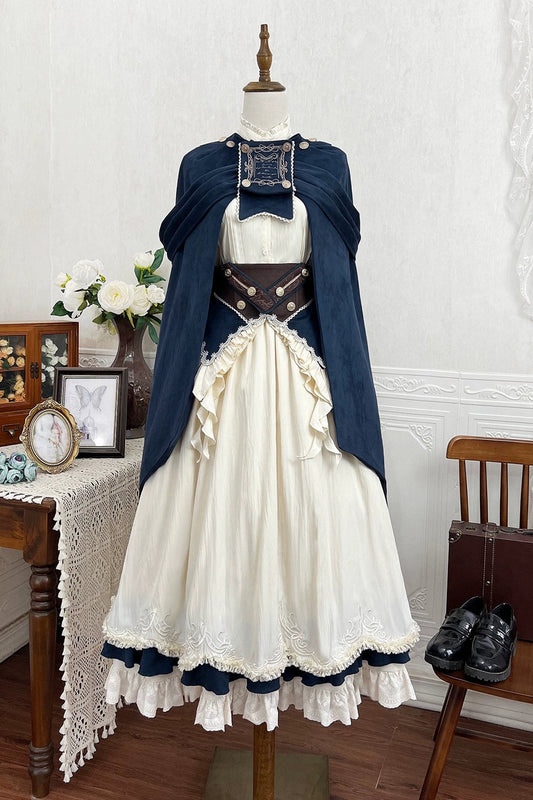 エレガントガールヴィンテージミッドセンチュリーシャツ＋スカート＋ベルト＋ケープ