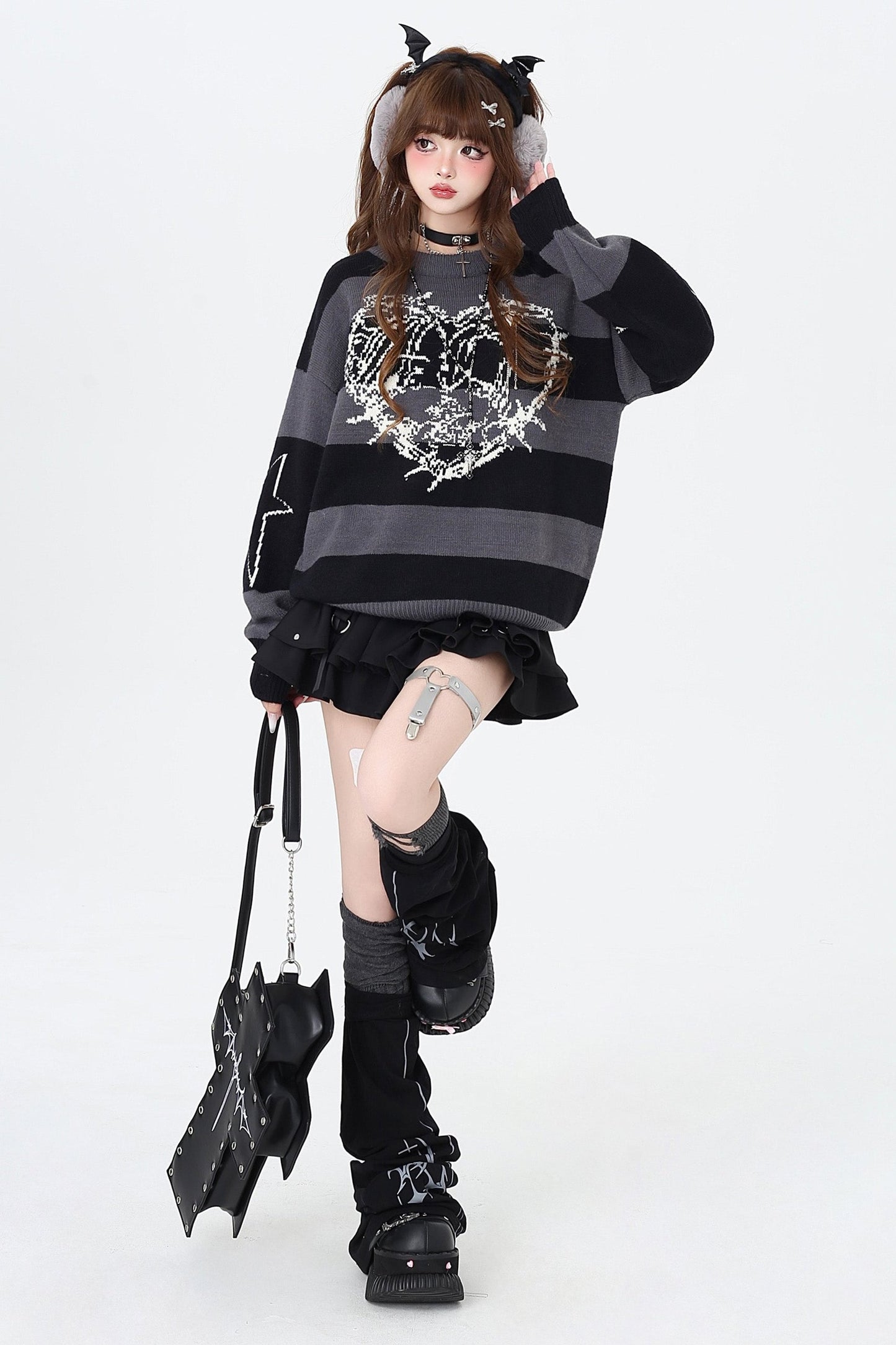 Subculture Stripe Heart Star Sweater