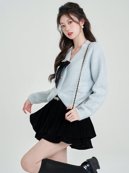 Macaron Blue V-Neck Cardigan