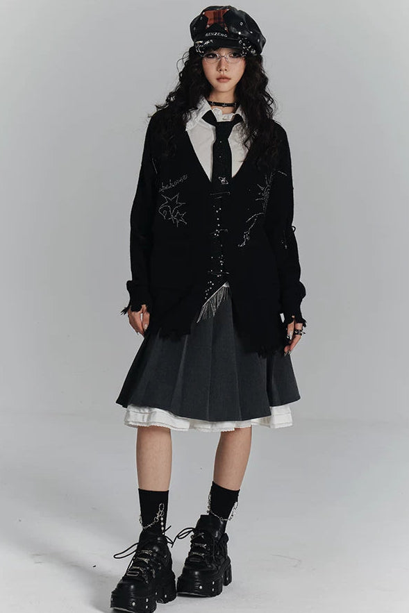 ダークVネックニットカーディガン