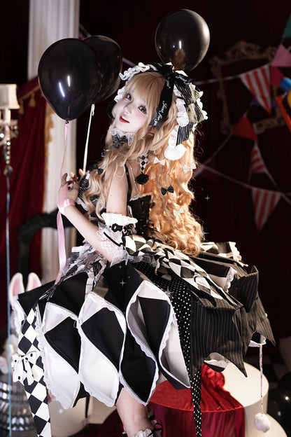 【12月8日予約締切】サーカスロリータエレガントレトロゴシックピエロドレスセット＋アクセサリーコンプリート