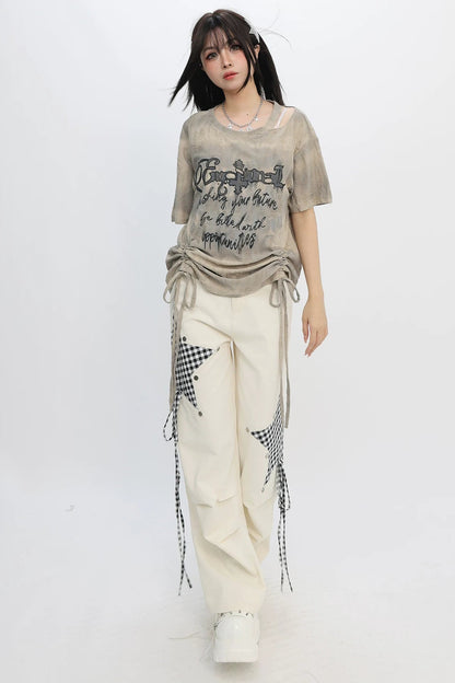 Y2K Tie-Dye Off-Shoulder Top