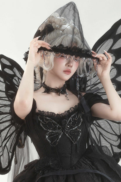 [Pre-order Deadline: October 28] Butterfly Gothic Lolita Series Accessories (Choker Necklace + Hair Clip)