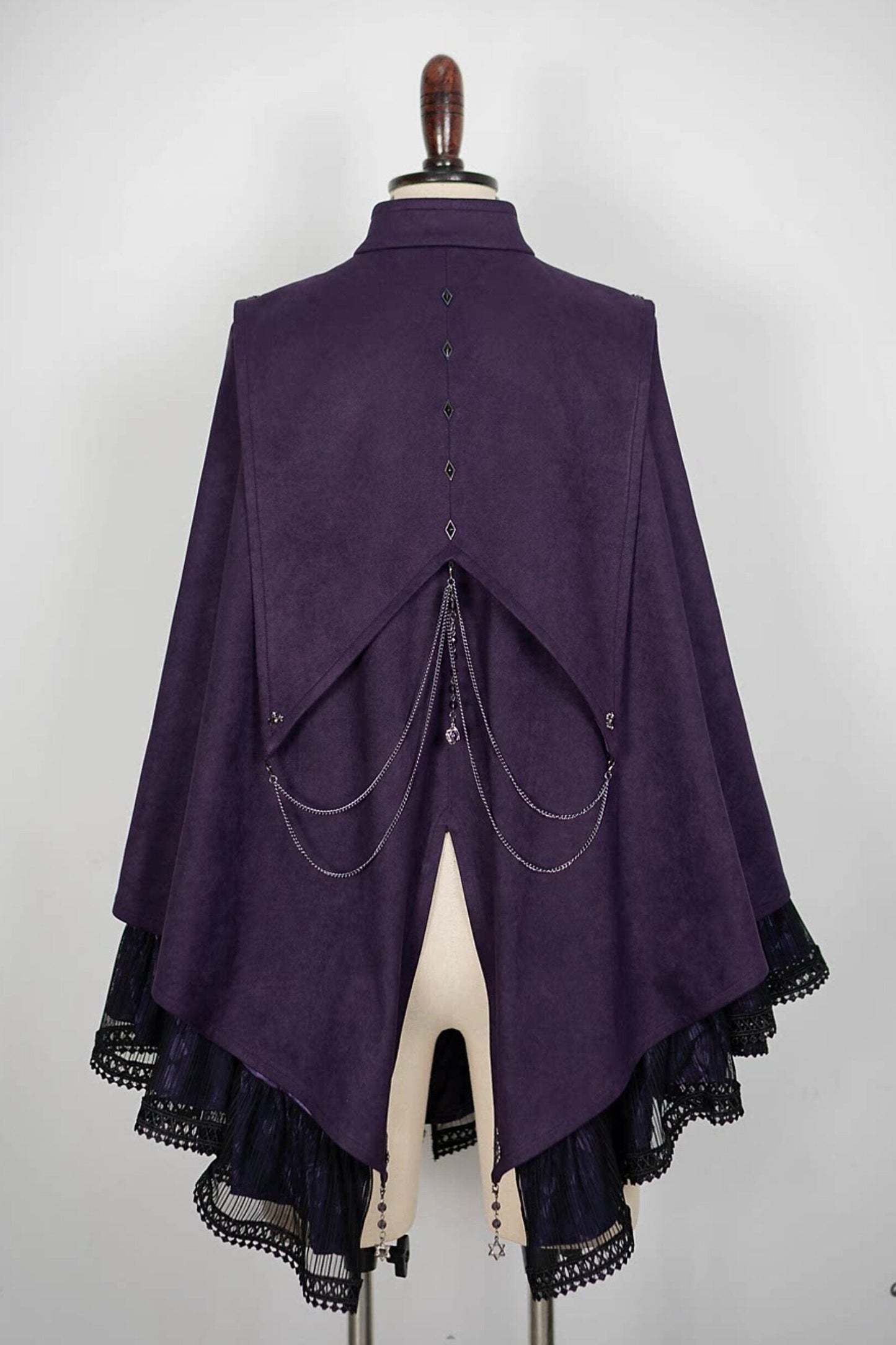 【9月5日予約締切】Dark Purple Gothic Chain Layered Lace Cape Coat(Short Length/Long Length)