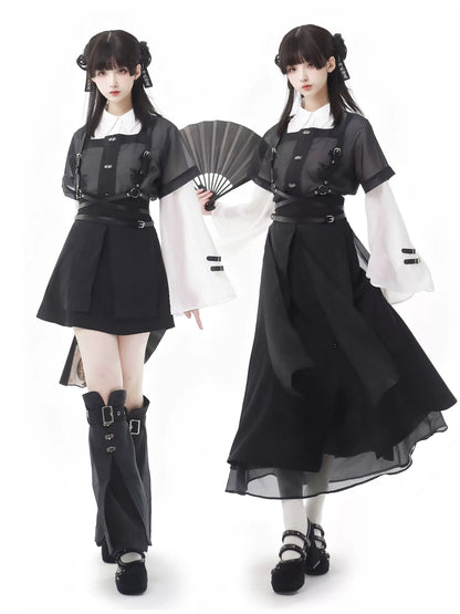 Black White New China Waist Slim Design Suit