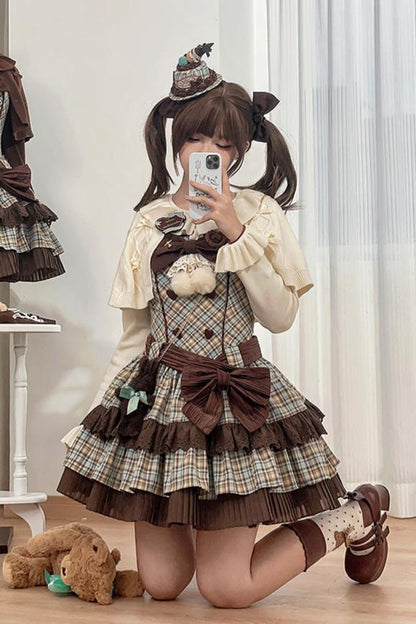 [September 16 Reservation Deadline] Afternoon Tea Sweet Chocolate Check Dress Suit