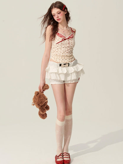 [Pre-order Item] Caramel Gingham Check Sweet Camisole