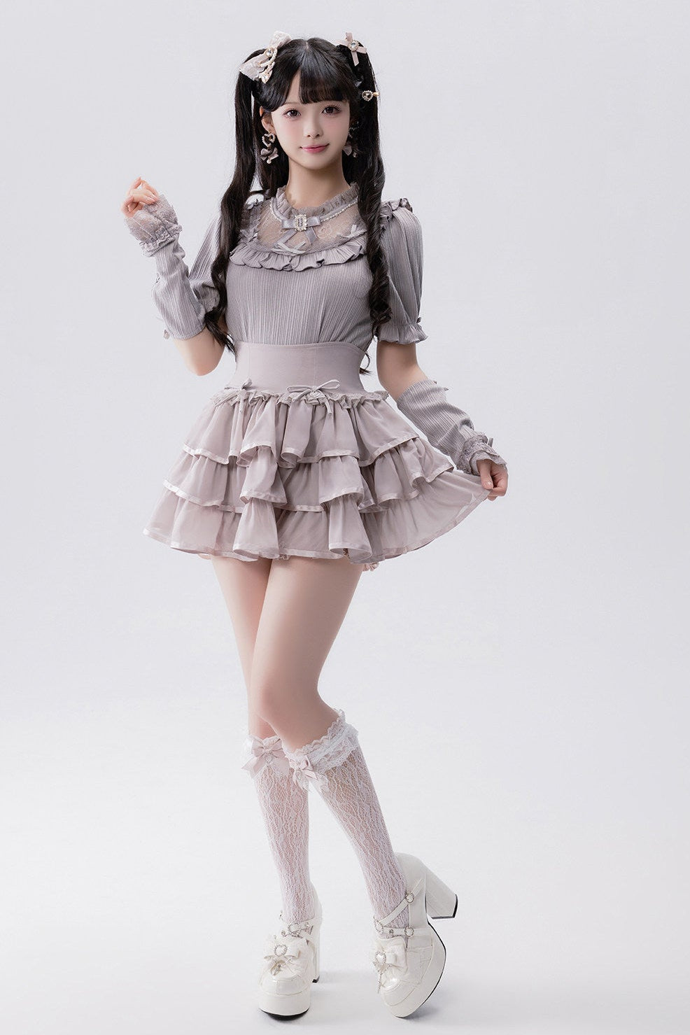 Conjunto idol con volante de estilo muñeca