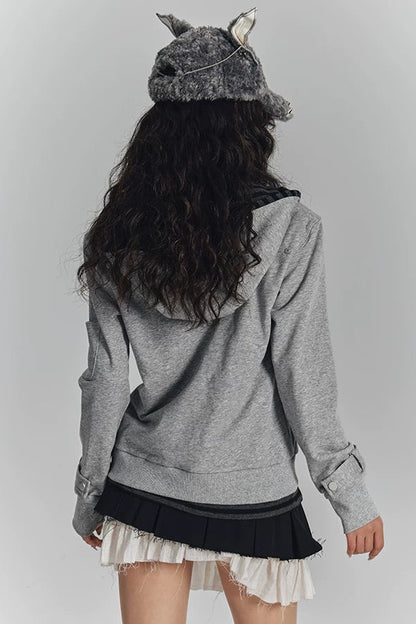 ボーダーフードタイトパーカー