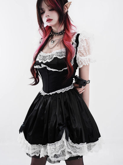 Dark Lolita Lace Puff Sleeve Princess Dress