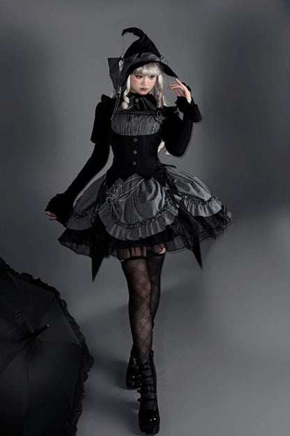 [Vorbestellschluss 8. Mai] Schmales ärmelloses Halloween-Gothic-Kleid im Zaubertrank-Stil