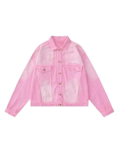 Pink & Blue Wash Gradient Denim Jacket