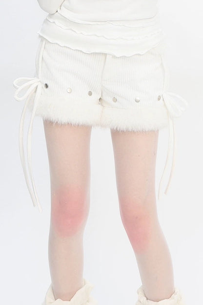 コーデュロイプラッシュファーショートパンツ