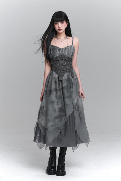 Ghost Girl Gray Suspender Dress