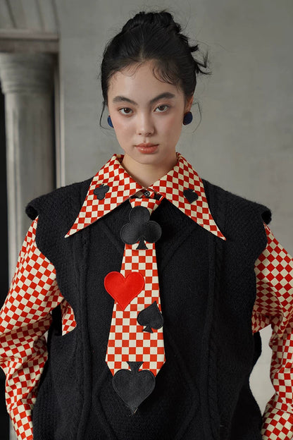 レトロモードダークルーズニットベスト