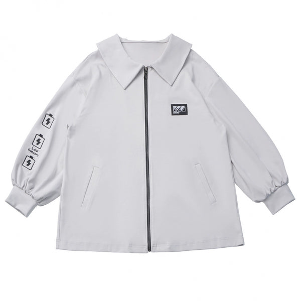 Neutral hooded jacket + coat + top + pants + straps