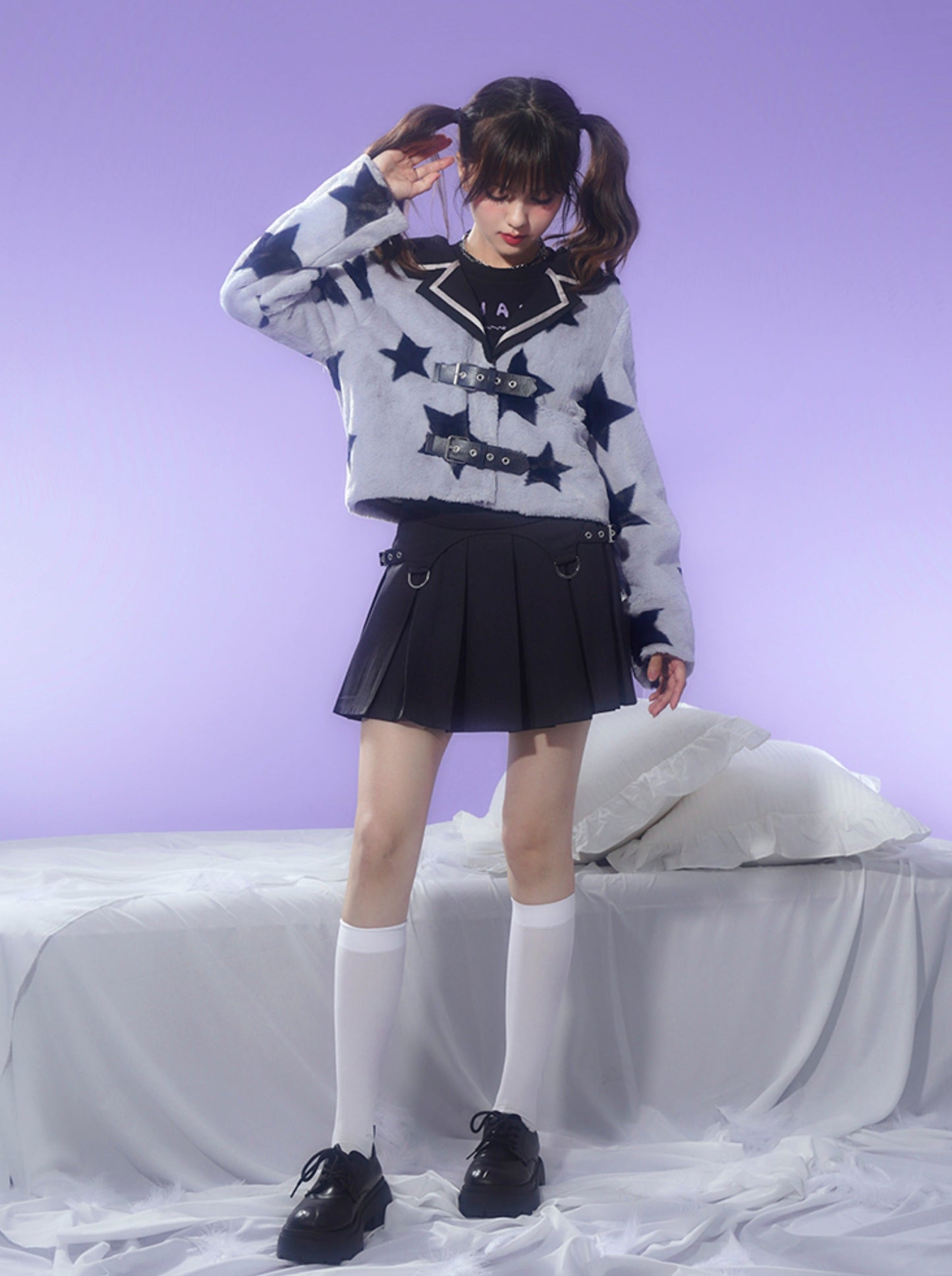 Star Fur Sailor Short Coat