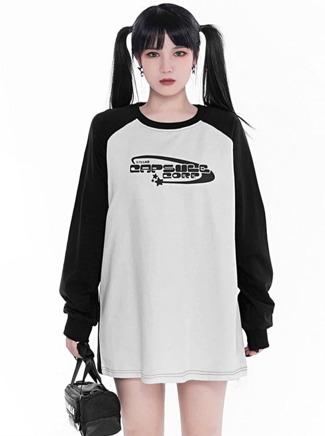 Racing Style Star Logo Casual Long T-Shirt