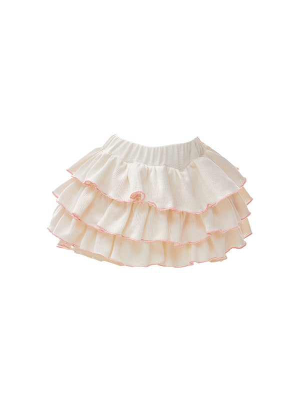 Sweet girly vest + off-the-shoulder top + cake ruffle skirt