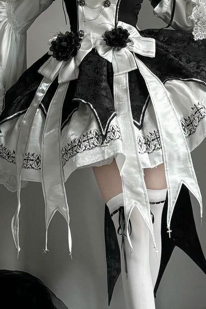 [Pre-order Deadline: April 11] White Black Noir Dark Gothic Lolita Jacket Dress Princess Sleeve Full Set + Matching Set