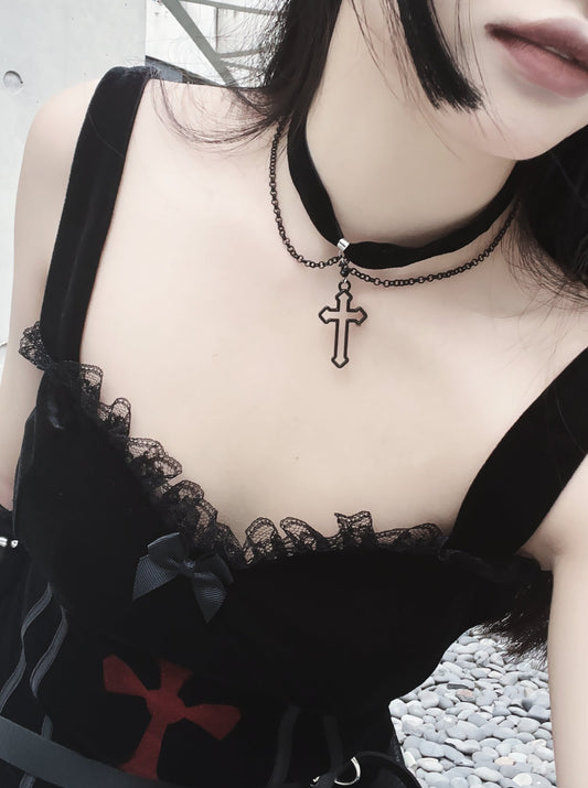 Dark Cross Pendant Punk Gothic Necklace