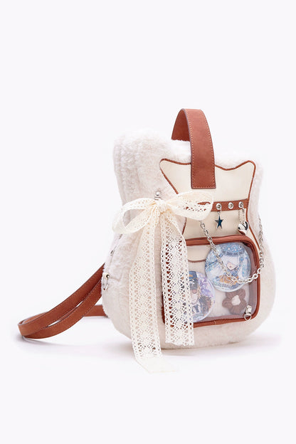 HIATUS original plush guitar pain bag creative contrast sweet cool chain shoulder crossbody backpack sweet love bag