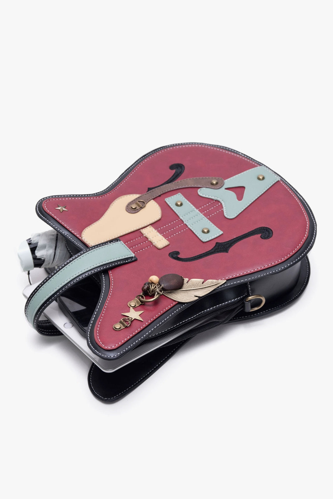 HIATUS original vintage metal pendant guitar shoulder crossbody bag contrast creative vintage musical instrument shoulder bag