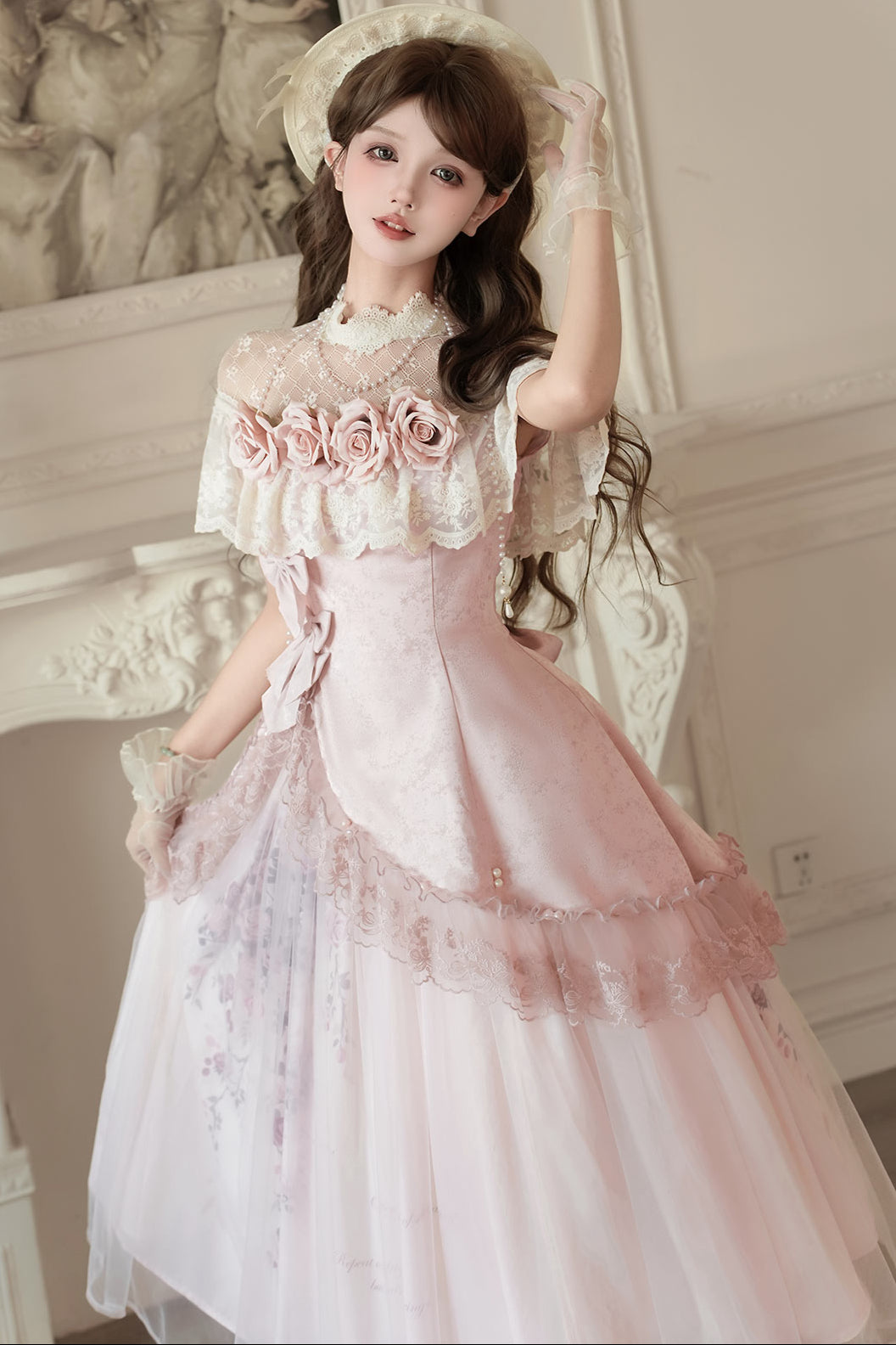 スイートピンクローズエレガントロリータセット