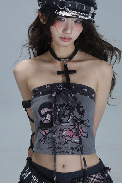 Splicing Small Print Tube Top