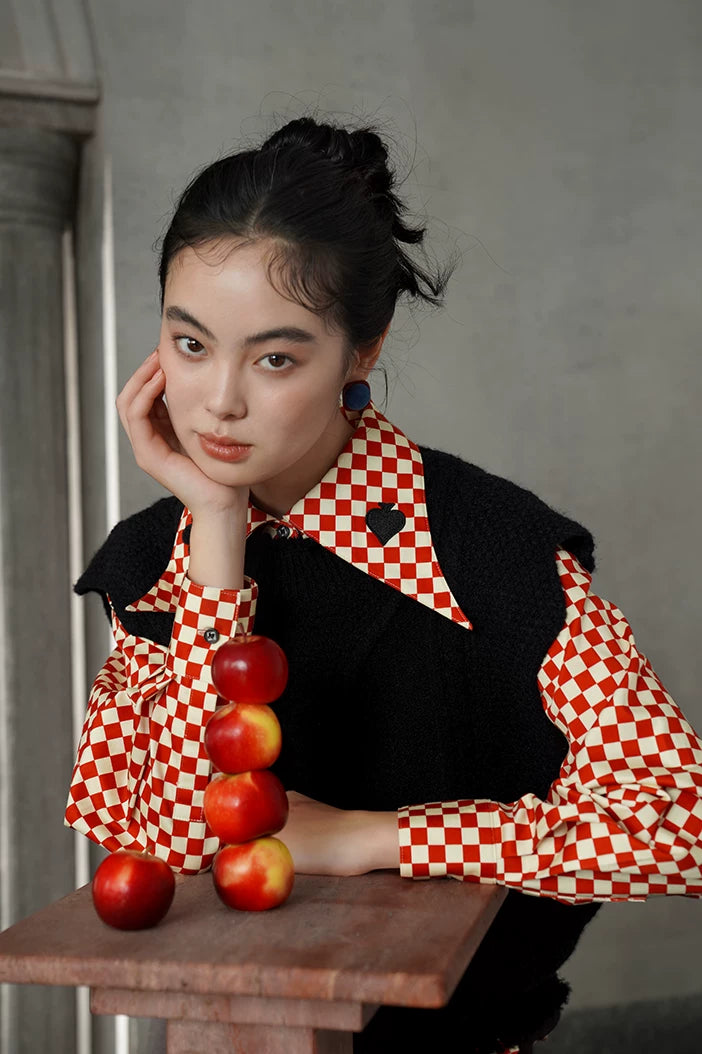 レトロモードダークルーズニットベスト