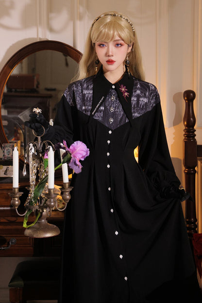 French Elegant Long Shirt Dress