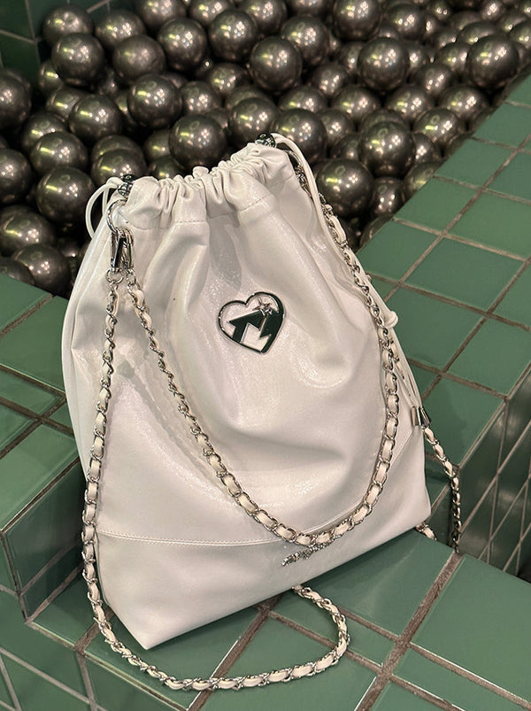 Cool Metal Heart Soft Leather Lost Bag