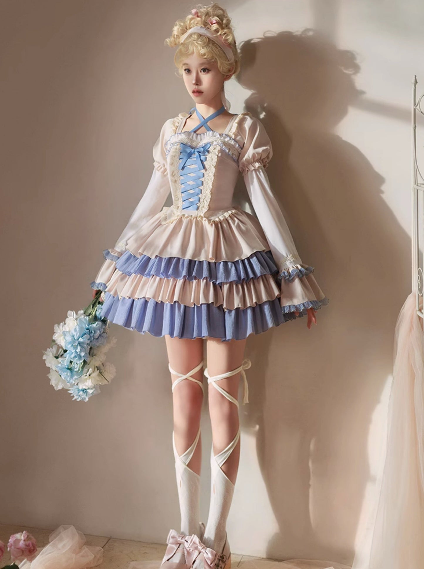 Candy Lace-up Lolita Dress + Ruffled Arms