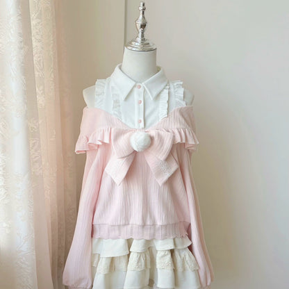 キュートオフショルダーセーター+スカート