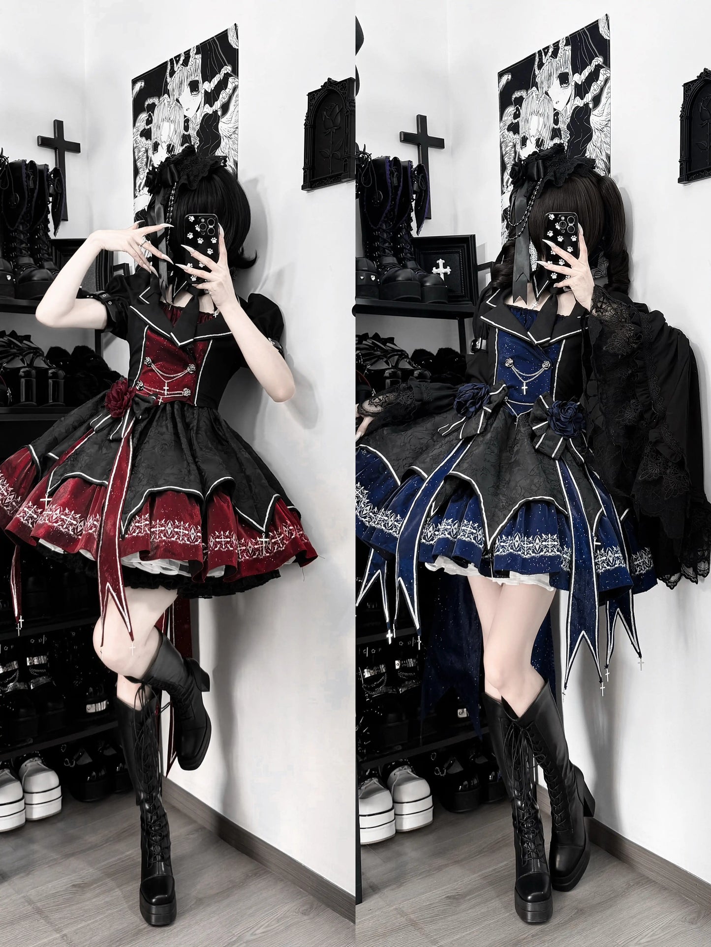 Dark Flame Princess Gothic Lolita Dress+Coat