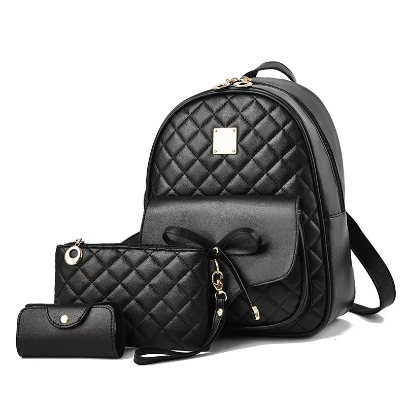 Novelty with purchase of 30,000 yen or more] Quilted backpack + pouch + case 3-piece set