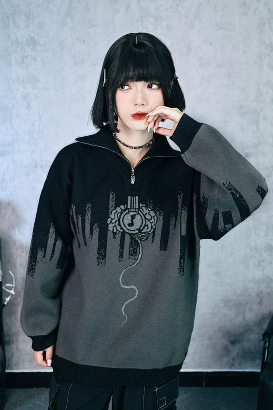 メロディハーフジッパートップス